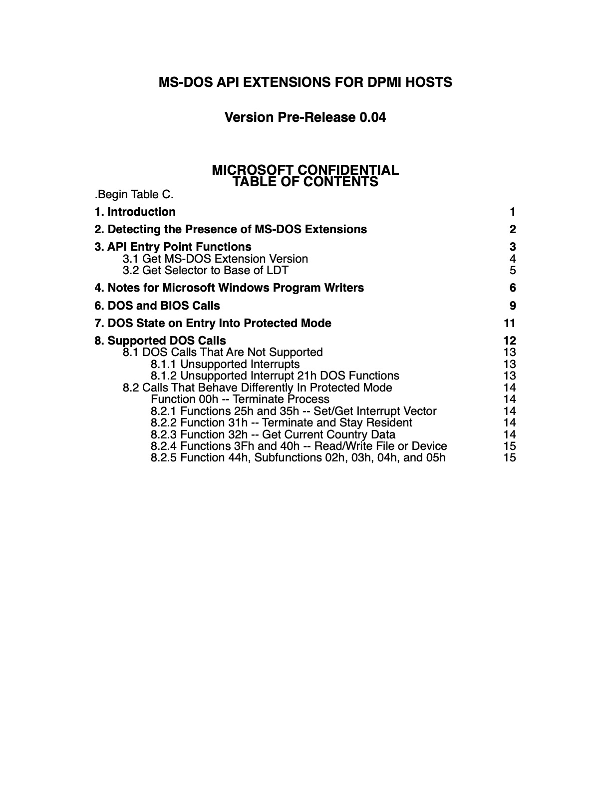 MS-DOS API Extensions for DPMI Hosts 0.04 (March 1991)